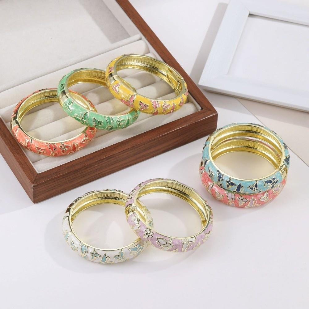 Colorful Vintage Cloisonne Bangle Enamel Women's Hand Bracelet Handicraft Butterfly Bangle Ladies