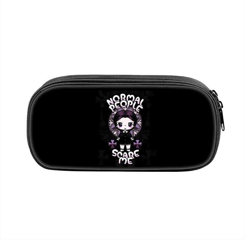 Wednesday Addams Pencil Case Oxford Material With Circular Design For Students And Collectors