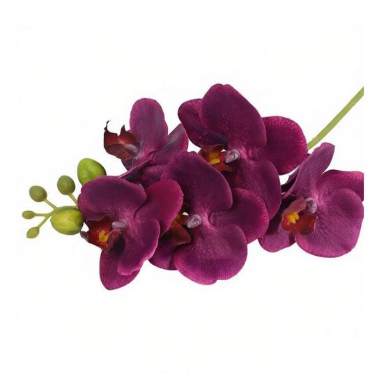 Flores de Orquídeas Artificiales Real Touch Flores Artificiales de Seda Falsa Flor Phalaenopsis Artificial con 5 Cabezas Florales para Decoración Interior del Hogar Mesa de Oficina