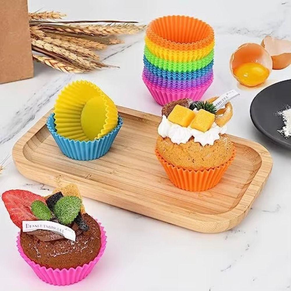 48Pcs Creative Silicone Cupcake Baking Cups DIY Muffin Cupcake Mold Pastry Utensil