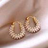 Pearl oval ear buckle French exquisite elegant earrings light luxury high sense fashion temperament earrings