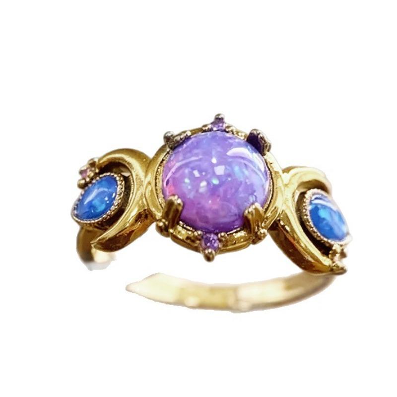 Accessories Popular Opal Ladies Gold-plated Ring European Beautiful Woman Moon Ring