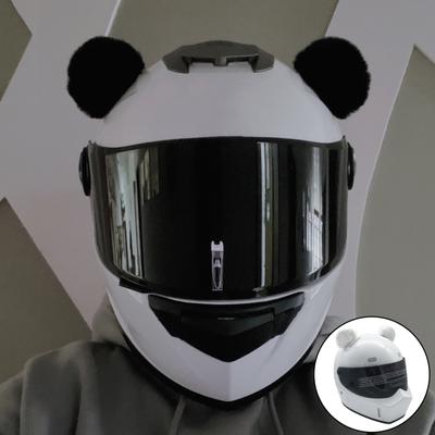 2 Pcs Creative Cute Motorcycle Helmet Plush Bear Ears Motocross Helmet Decor Sticker Accessories Cosplayer Without Helmet