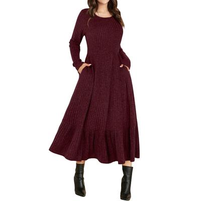 Damenmode Einfarbiges Freizeitkleid