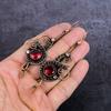 Natural Garnet Gemstone Handmade Copper Wire Wrap Jewelry Earring 3.70" P4i09