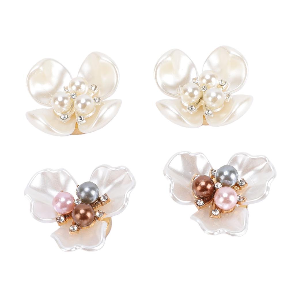 4PCS Button Covers Pearl Flower Petal Cufflinks for Shirt Cuff Men Women Clothing Sewing Crafts