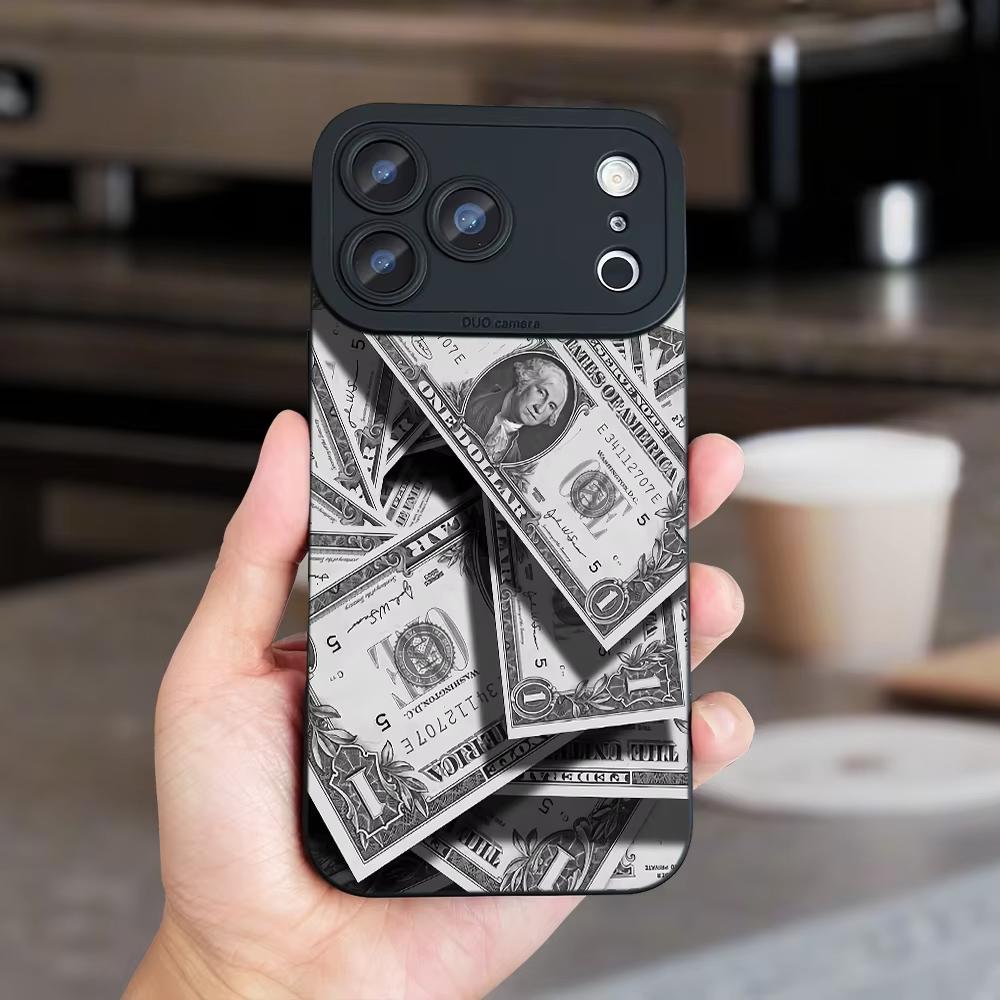 Monochrome 1 Dollar Bill Stack Money Print Phone Case For Samsung Galaxy S26 Ultra S25 S24 S23 S22 Plus S21 FE A16 A55 A35 Cover