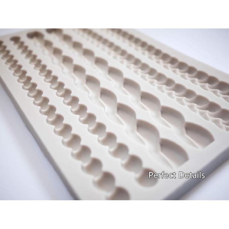 Silicone Pie Crust Mold Impression Mat Knit Rope Pearl Border Lace Chain Molds Fondant Cake Decoration Mould Chocolate Cookie Sugar Craft Icing Gum