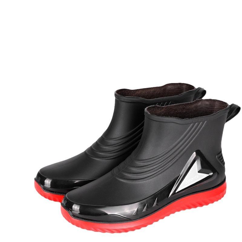 Fashion Water Shoes Men's Short Non-slip Waterproof Shoes New Outdoor Water Boots Lightweight Flat Bottom Warm Short Rubber Shoes Men