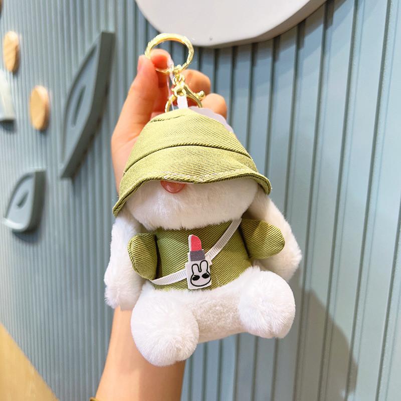 Cute Plush Rabbit Hat Keychain Wholesale Bag Pendant Doll Mini Claw Machine Doll