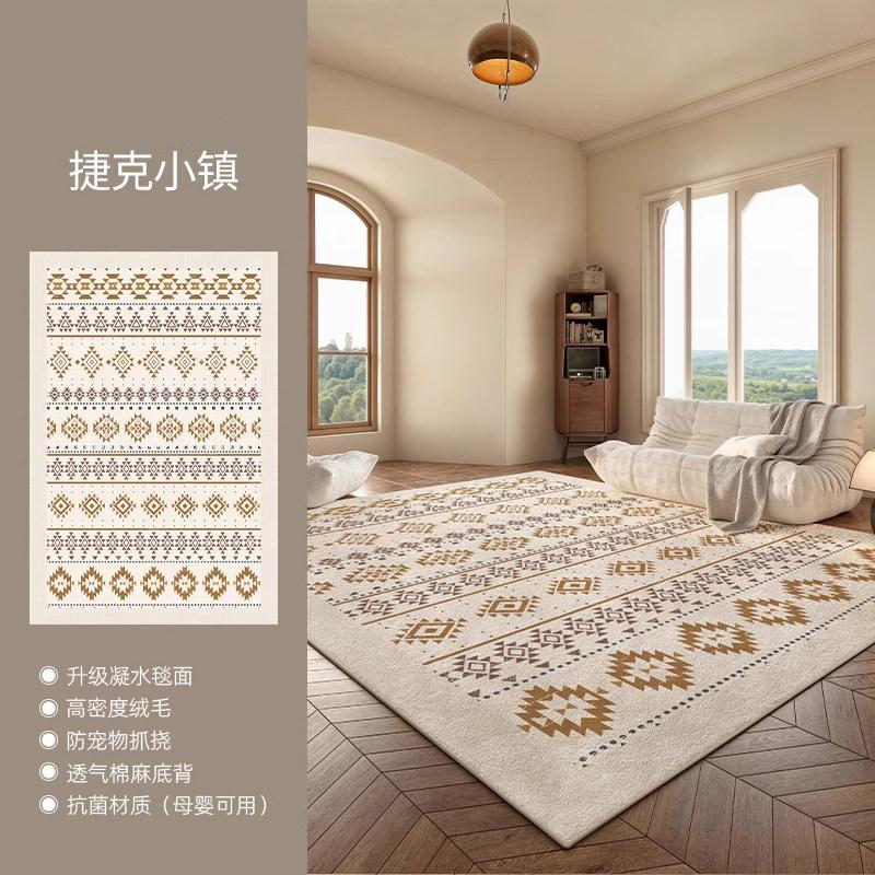 Retro Style Carpets for Living Room Persian Ethnic Style Bedroom Decor Carpet Cream Fluffy Soft Bedside Rug Home Plush Floor Mat