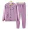 Cardigan Sweater Jacket Velvet Old Lady Autumn Clothes Mother Two-piece Set Elderly Winter Wear Warm Clothes Set