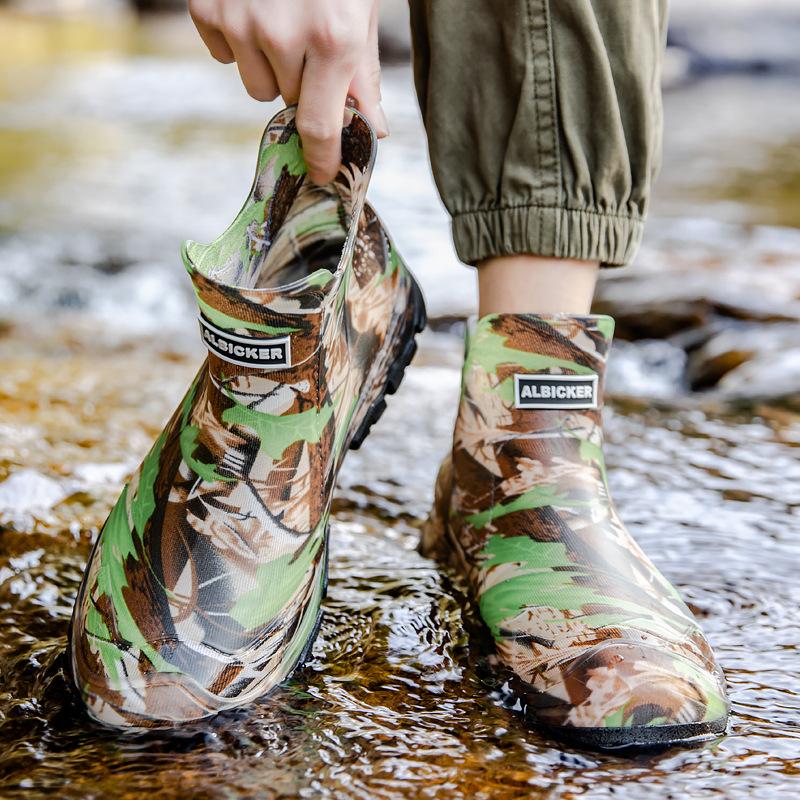 Casual Versatile Wear-resistant Camouflage Rain Boots Men's Rain Shoes Waterproof Short Rubber Shoes Non-slip Labor Water Boots