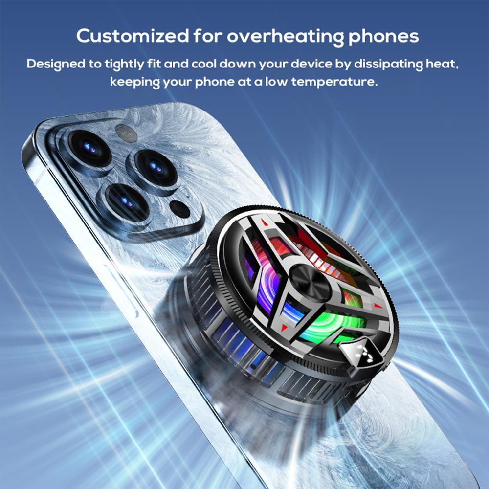 Portable Magnetic Semiconductor Phone Cooler with Digital Display RGB Lights Powerful Cooling Fan for Gaming Phone Ice Cooler