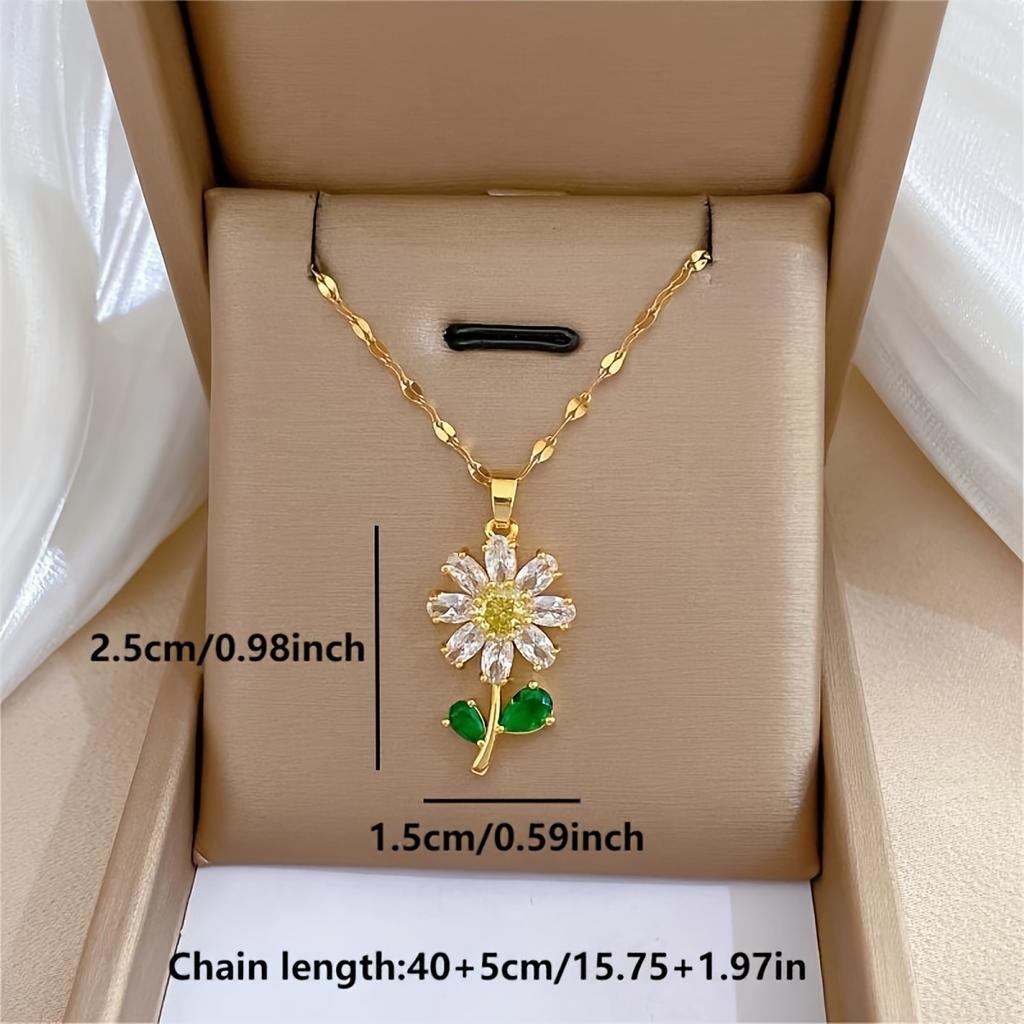 1pc/2pcs Exquisite And Stylish Sunflower Pendant Earrings And Necklace, Perfect As A Gift For Birthdays Or Any Special Occasion