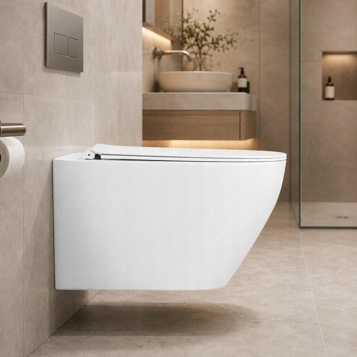 Interno 49 CM rimless wall-hung toilet bowl with W/O seat, white