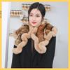 New Women Winter Real Rex Rabbit Fur Scarf Shawl Warm Soft Silver Fox Fur Scarves Female Fashion 100% Real Rex Rabbit Fur Poncho