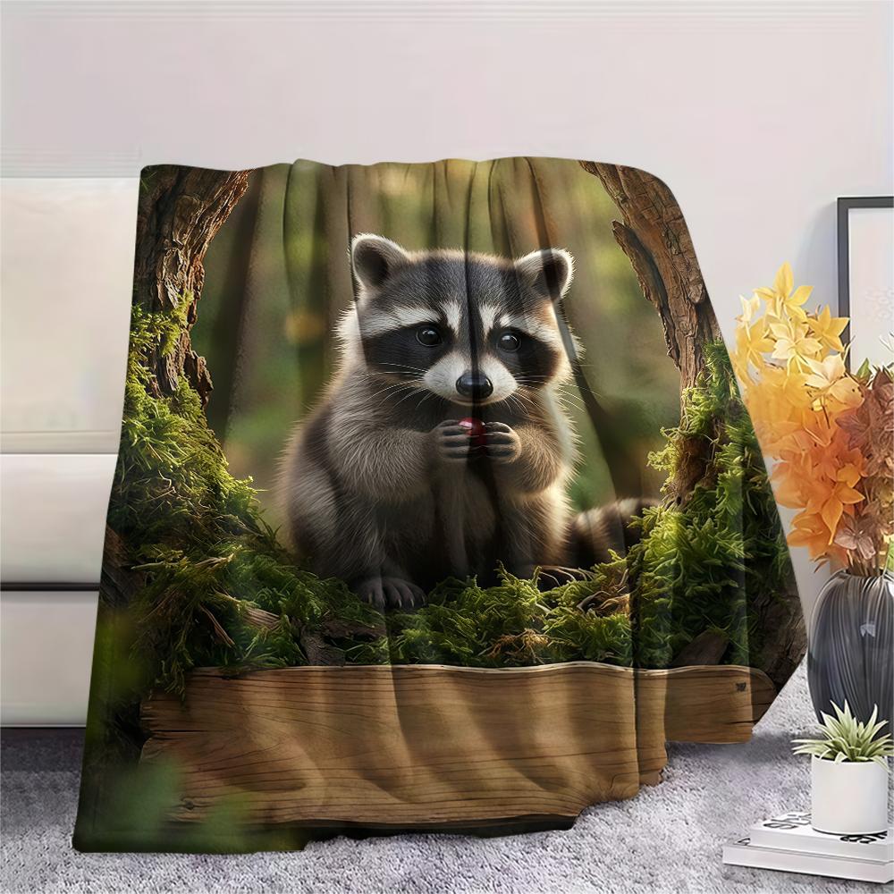 Forest small animals Print Flannel Blanket,High quality Comfortable for All Seasons,Home Decor,Warmth and Comfort,Perfect for Christmas Gifts