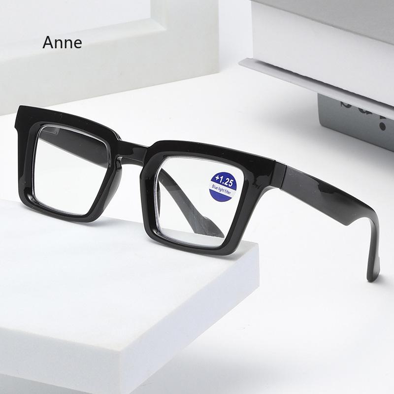 New Fashionable Large Frame Reading Glasses with Spring Legs Multi-colour Anti-blue Light Presbyopia Glasses for Men and Women
