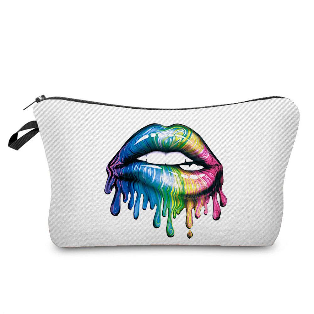 Women Lips Print Cosmetic Bag Toiletries Organize Travel Storage Case 6382