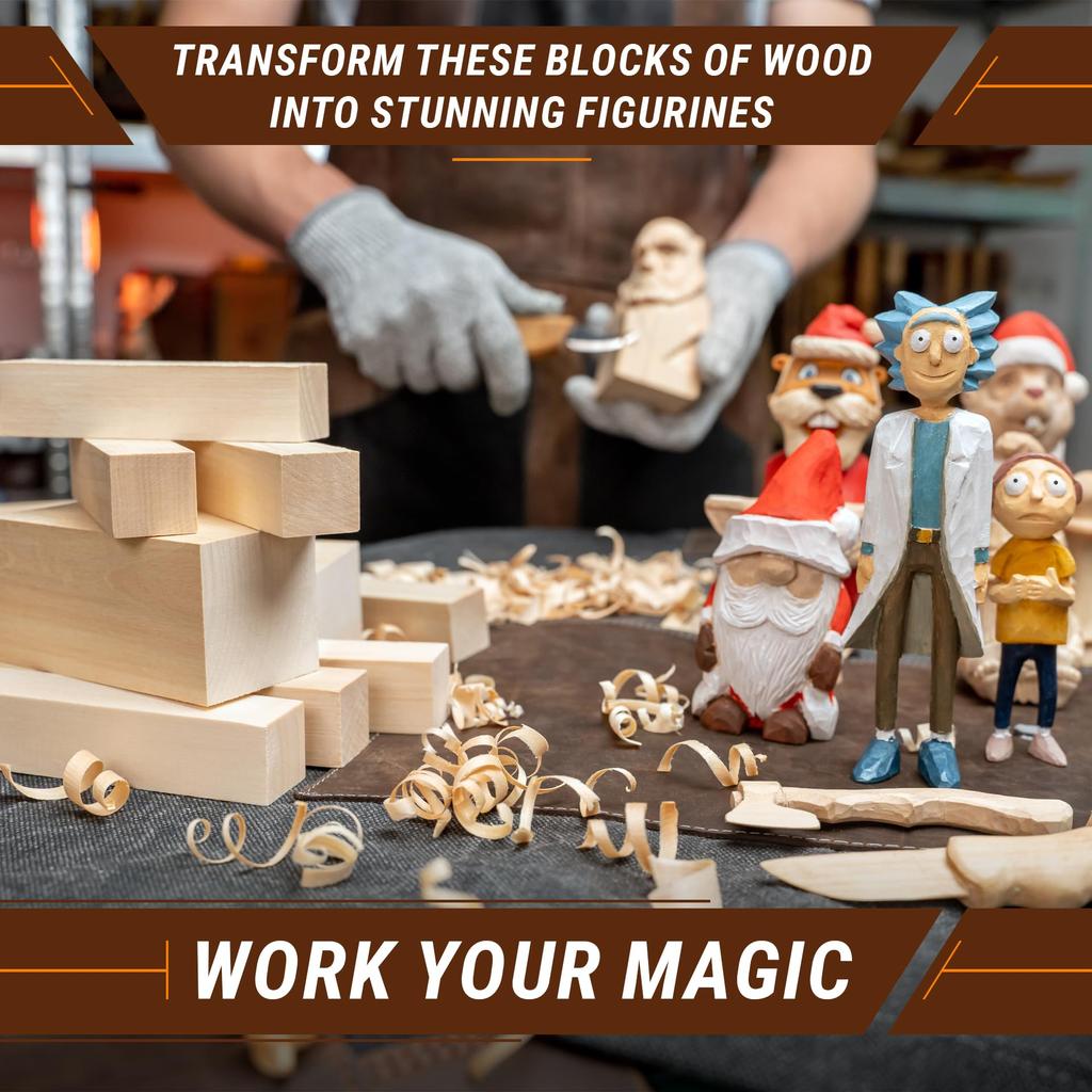 BeaverCraft, BW10 Basswood Carving Block Set - Basswood for Wood Carving - Wood Blocks - Whittling Wood Carving - Whittling Wood for Carving