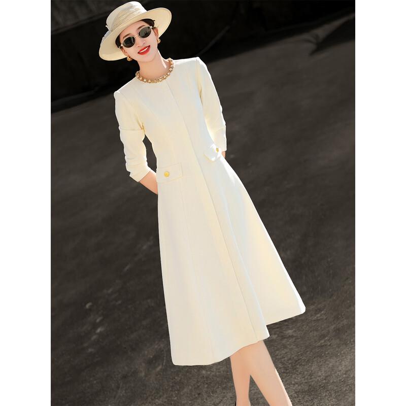 Lan Se Er 2026 Spring Elegant Beaded A-Line Midi Dress XL