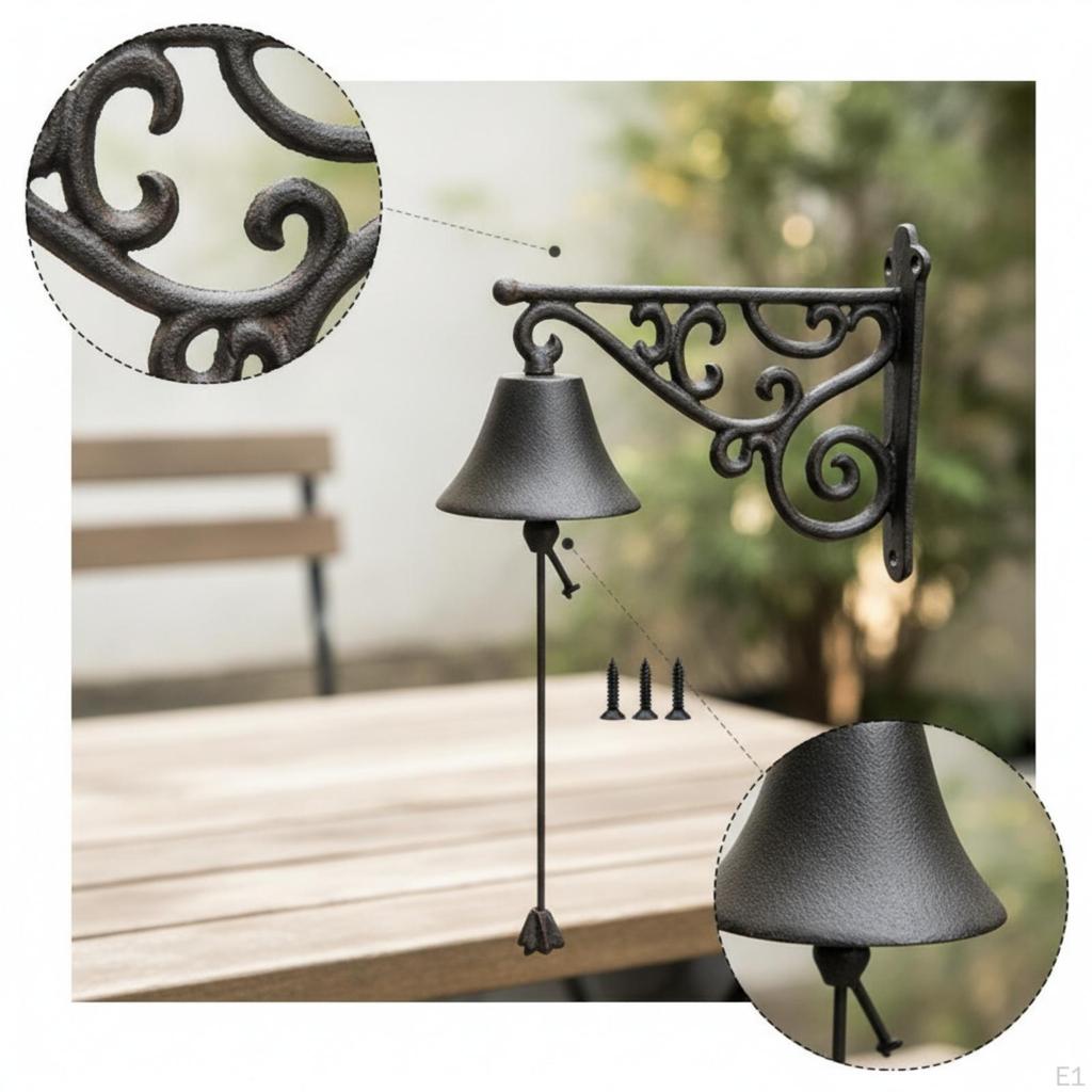 Cast Iron Entry Chime Vintage with Bracket Rustic WallMounted for