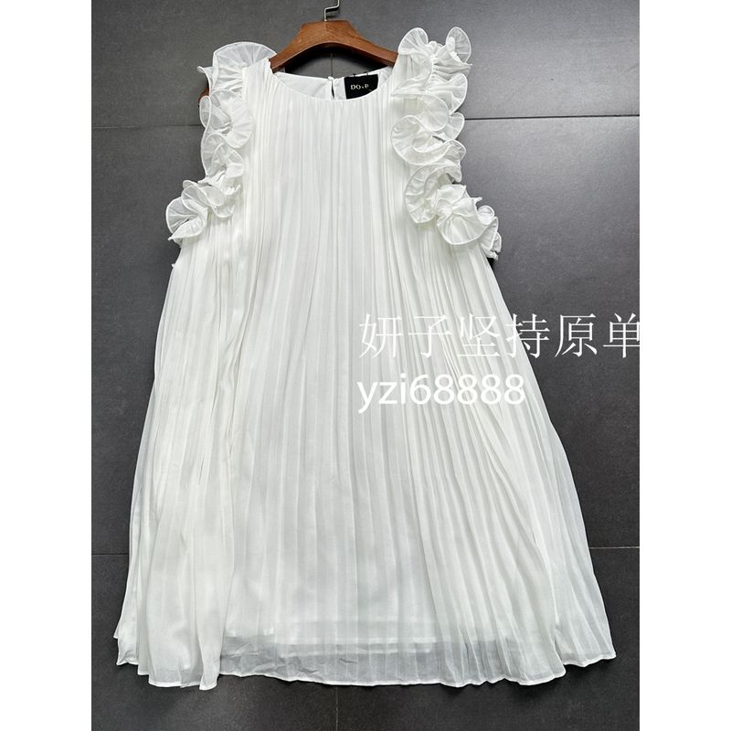 Export Los Angeles Single Do + B * Exquisite Three-Dimensional Lace Organ Pleated Sanzhai Style Loose Version A- Line Dress Women