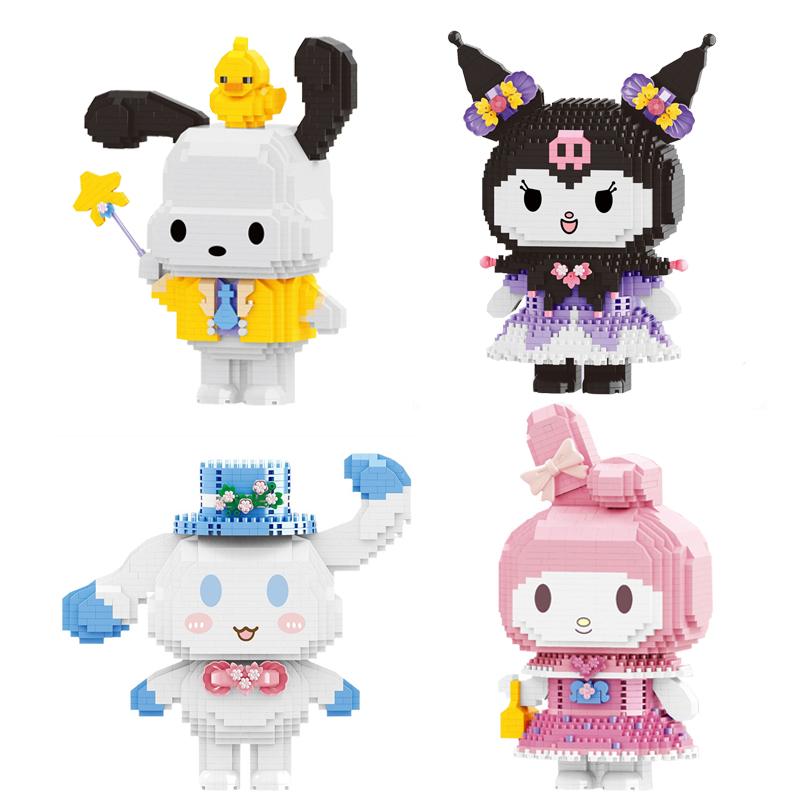 Interesting Toys Unisex Kids Sanrio Kuromi Micro Building Block Pochacco Cinnamoroll Melody Assembled Model Mini Brick Figures Toys For Kids Christmas Gift