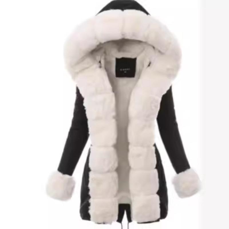 Cotton clothes Winter women's clothing Warm jacket Hooded coat Sweater collar cotton coat