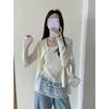 Early autumn new sweet lace splicing knitted cardigan women's gentle age-reducing vest sweater two-piece set
