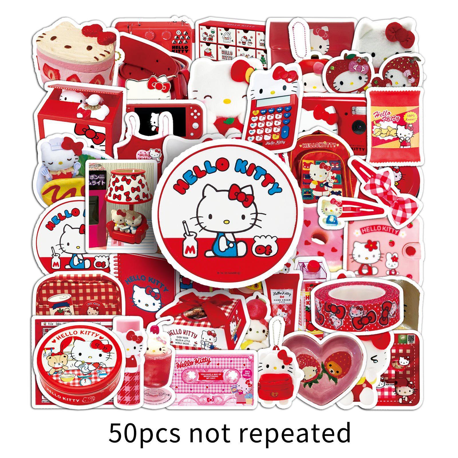 50 Cute KT Cat Graffiti Stickers for Water Bottles, Phone Cases, and Tablets