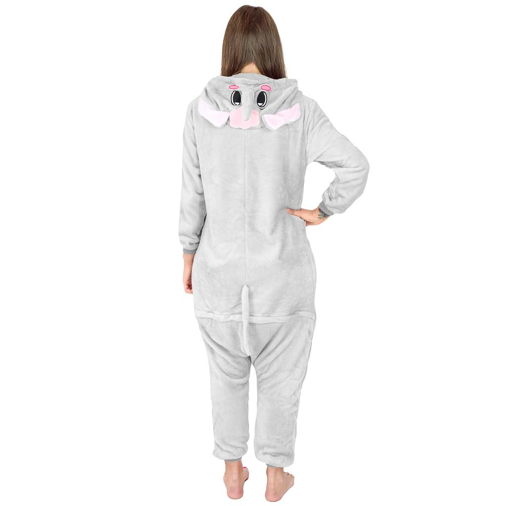 Men's Elephant Pajamas Funny Adult Kigurumi Onesie Warm XL Onesie Costume Grey Elephant - M