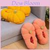 Adorable Warm Pumpkin Plush Slippers With Non-slip Foam Sole For Cozy Home Use