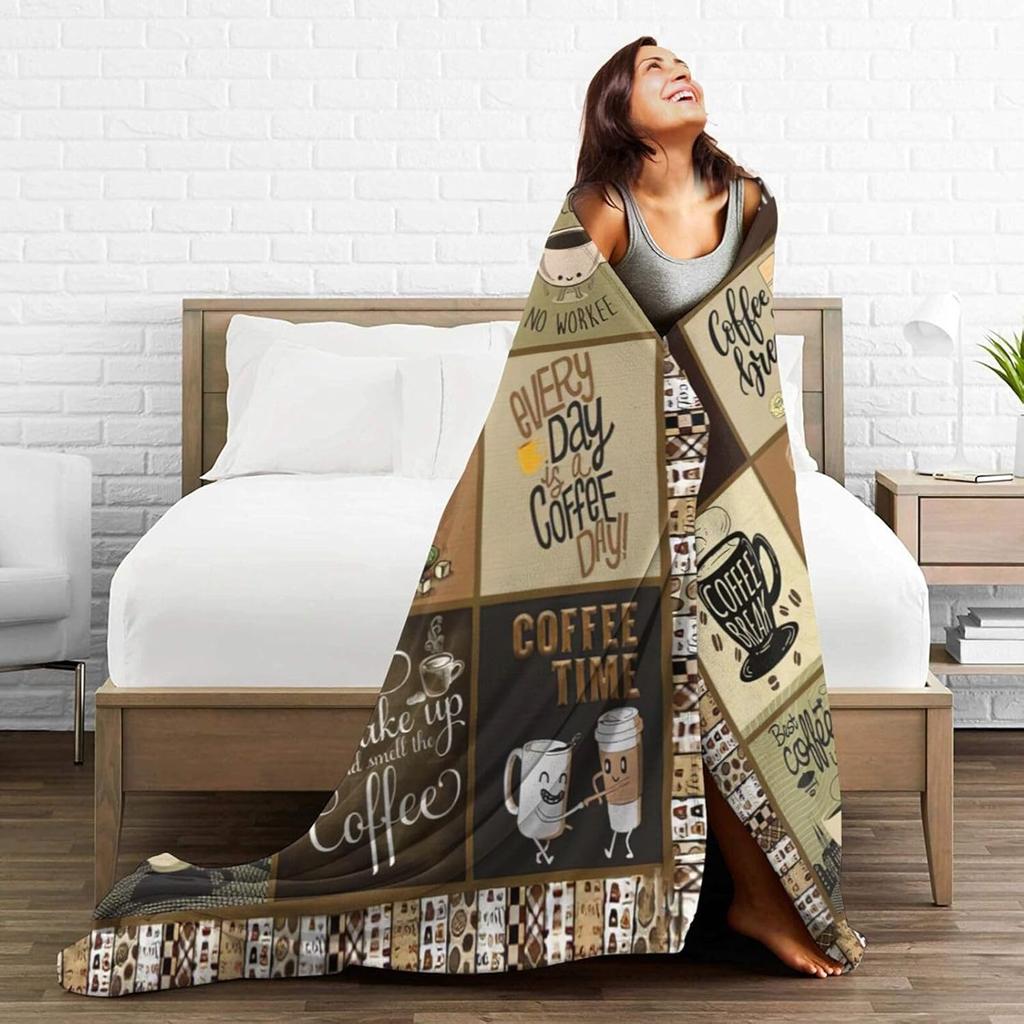 Coffee Blanket for Woman Coffee Throw Blanket Stuff Decor Merch Cozy Flannel Soft Warm Plush Lightweight Bedding Gifts for Girl Woman Sofa Bedding