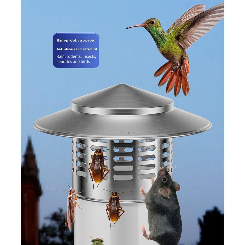 Umbrella shaped cap, stainless steel cover, roof, cylindrical PVC pipe, flue, rainproof cover, ventilation cap