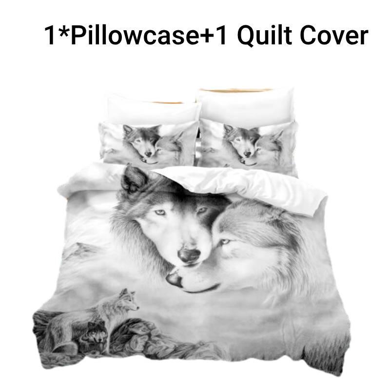 

Роскошный комплект постельного белья с волком Пододеяльник Наволочки Комплект Подарок Удобный Single(135*200cm)