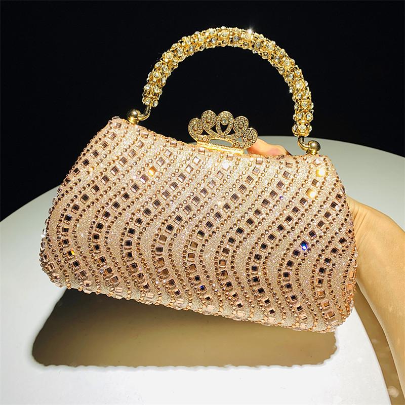 2025 New Luxury Fashion Diamonds Women's Handbags Full Rhinestone Design Party Evening Clutch Bag Lady Wedding Shoulder Bags