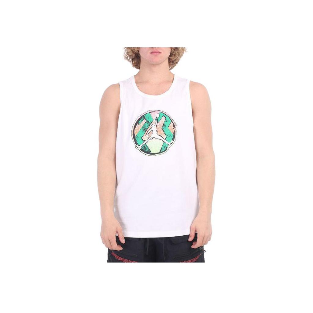 Jordan American Retro Logo Print Sports Tank Top Men Tops White DQ5878-100
