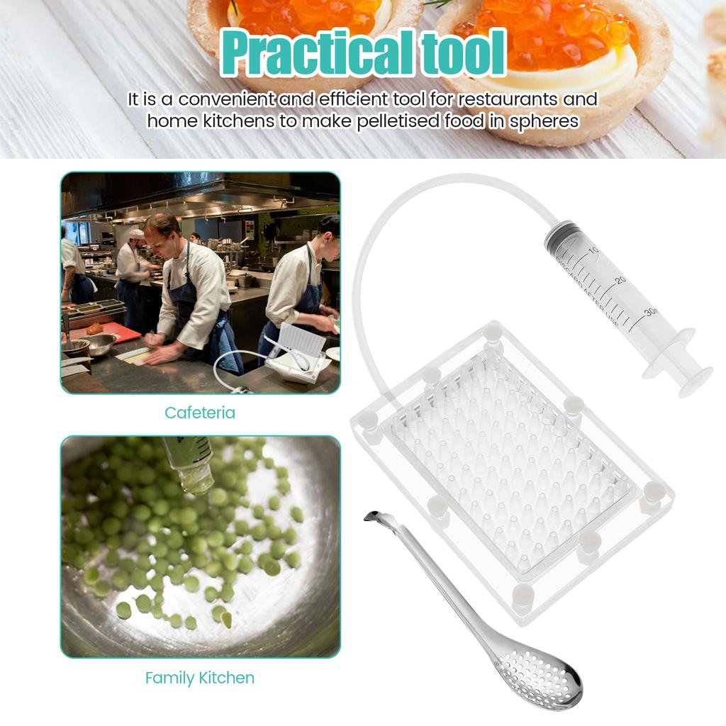 Ferramenta de Esferificação de Caviar Kit Transparente de Gastronomia Molecular com Colher Conta-gotas de Esferificação Acessórios Criativos de Cozinha