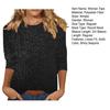 Women Tops Slim Fit Sequin Embellished Round Neck 3/4 Sleeves T-Shirt Loose Fit Solid Color Pullover Tops Daily Wear