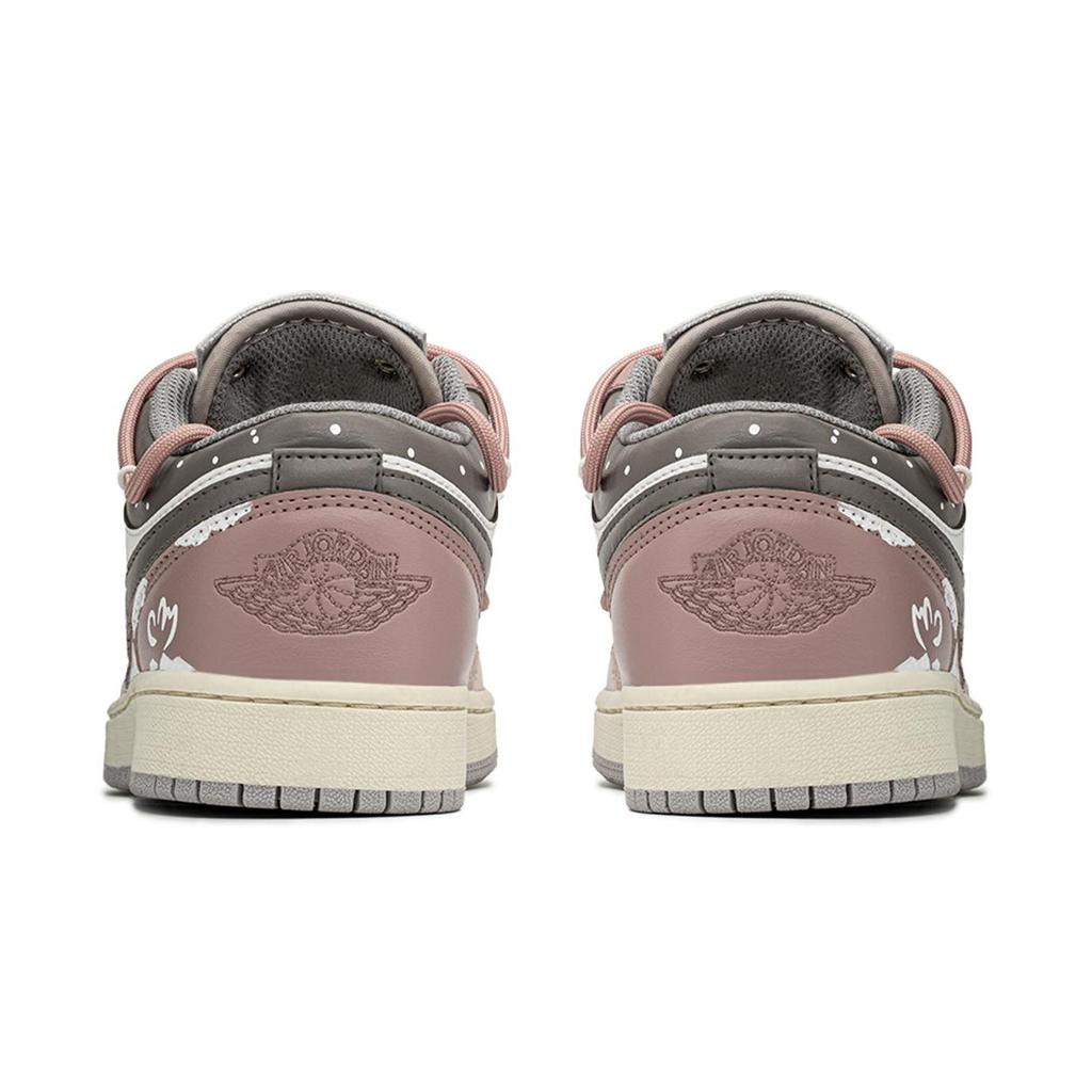 Jordan Air Jordan 1 Low top Vintage Basketball Shoes GS Pink Brown 553560-053(TeamA-S-BOX)
