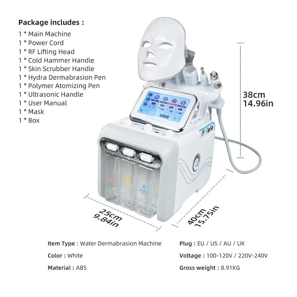 Hydro Wasser Sauerstoff Jet Peel Maschine Oxy Spray Gesichtsmaschine Gesichtsreinigung RF Lifting Dermabrasion Hautpflege Schönheitsgerät Spa