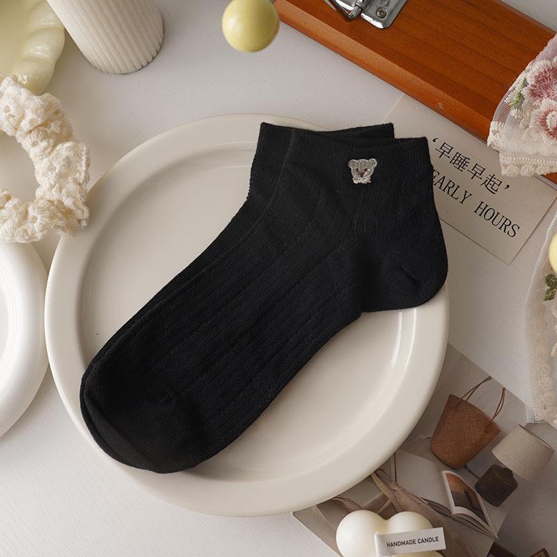 Cartoon Embroidered Dachshund Dog Socks Combed Cotton Boneless Mid-Tube Socks