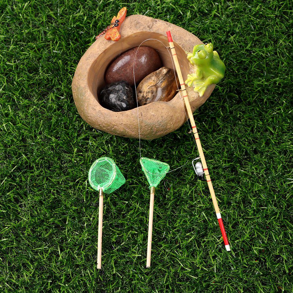 1:12 Scale Miniature Fishing Rod Fish Pole Trammel Net Dollhouse Decoration Doll Accessories Scene Model Micro Landscape