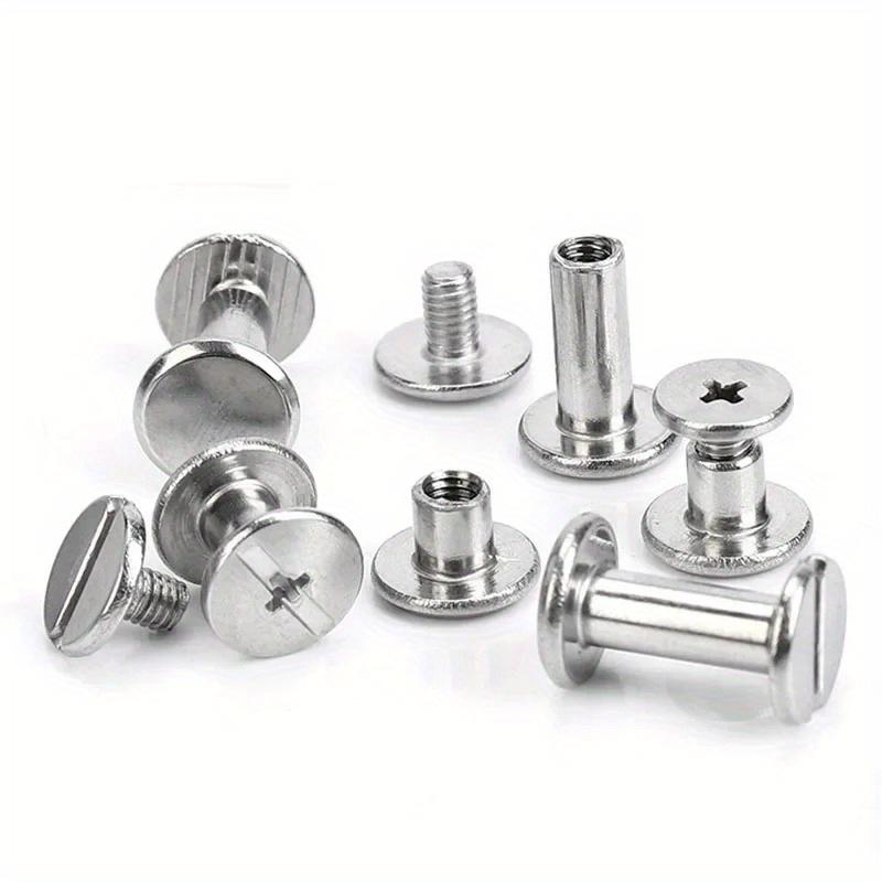 20pcs Stainless Steel Binding Chicago Screws Studs Rivets Slotted Belt Screw for DIY Photo Album Desk Menu Fasteners 9.5mm cap