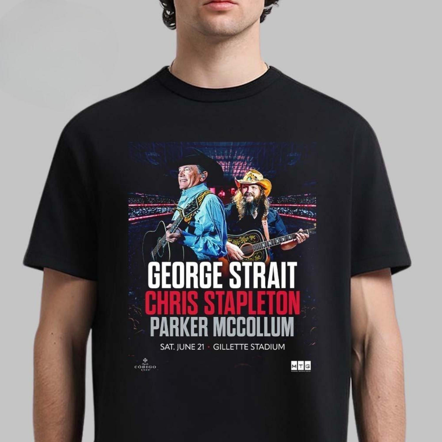 

Rare George Strait with Chris Stapleton and Little Big Town Show In Inglewood CA 2025 At SoFi Stadium On July 19 2025 Unisex Tee S чёрный