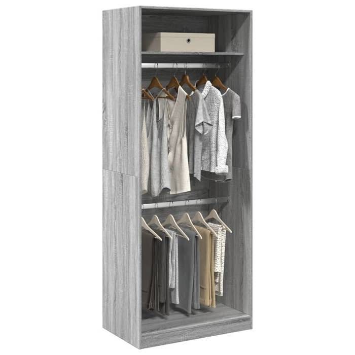 VidaXL Wardrobe Sonoma Grey 80x50x200 Cm Engineered Wood, Storage Cabinet, Wardrobe Organizer, Closet, 3307797