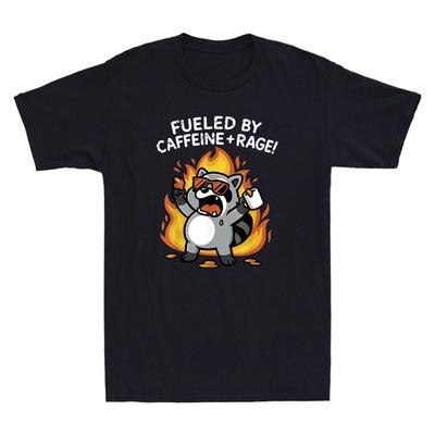 Fueled By Caffeine Rage Funny Angry Raccoon Meme Humor Quote Joke Men's T-Shirt