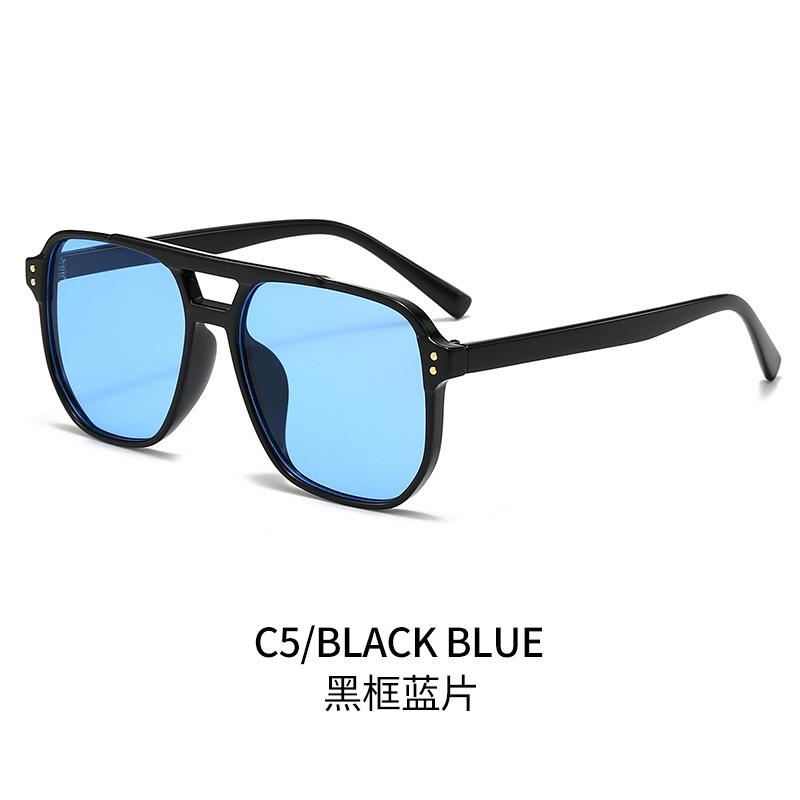 Retro Double Bridge Oversized Square Sunglasses Women Men Glasses Fashionable Studded Shades